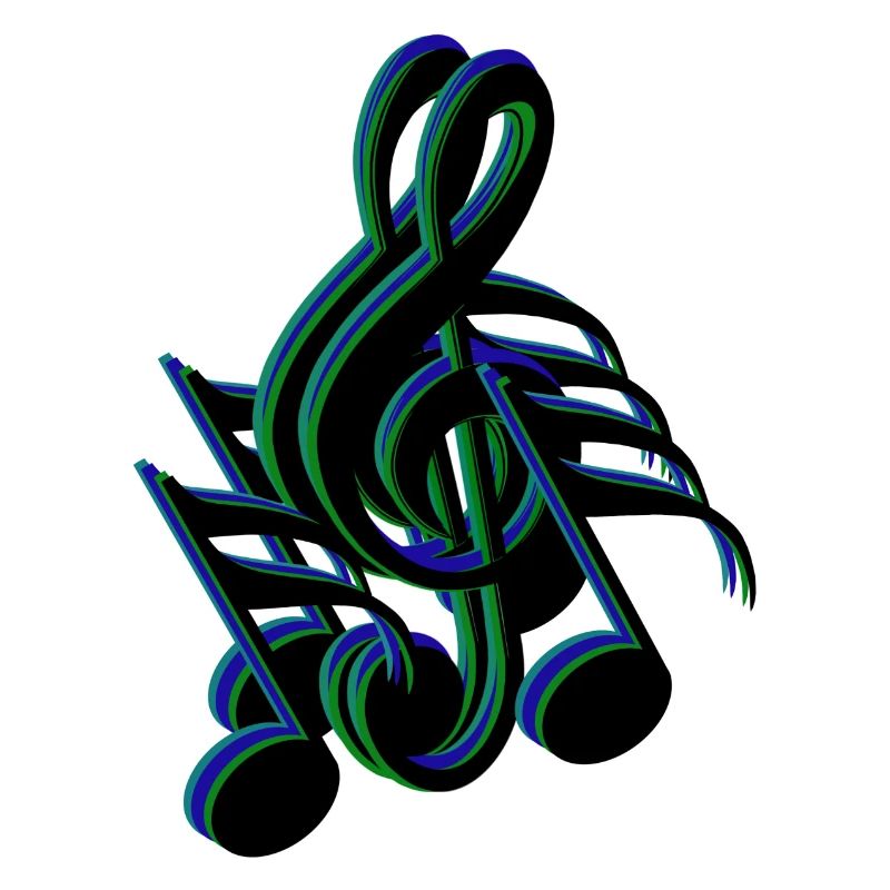 clef notes blue green
