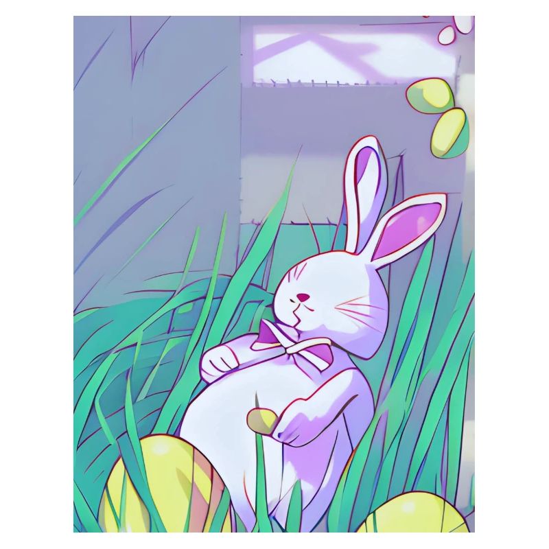 Pastel Easter Bunny in Spring Grass