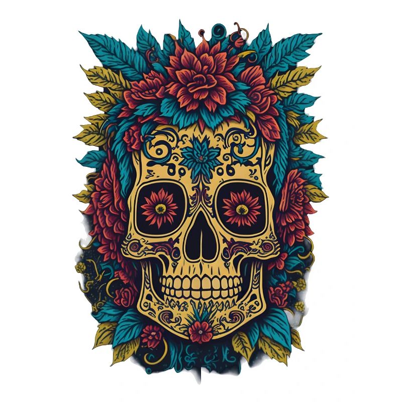 Totenkopf mit Blumen Gothic Cool