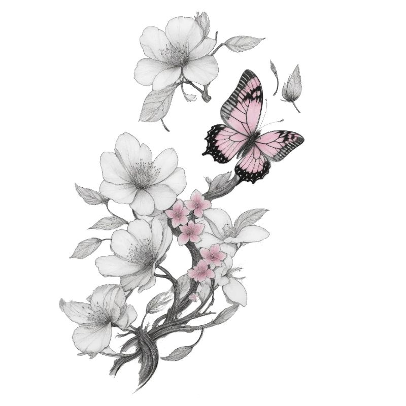 Papillon avec fleur