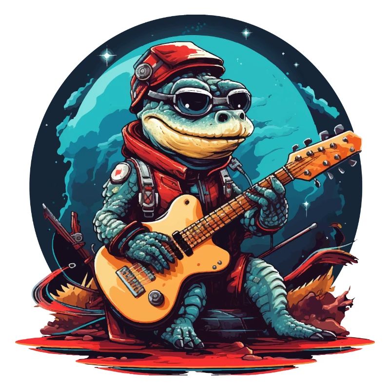 Crocodile à bascule avec guitare électrique pour petits et grands