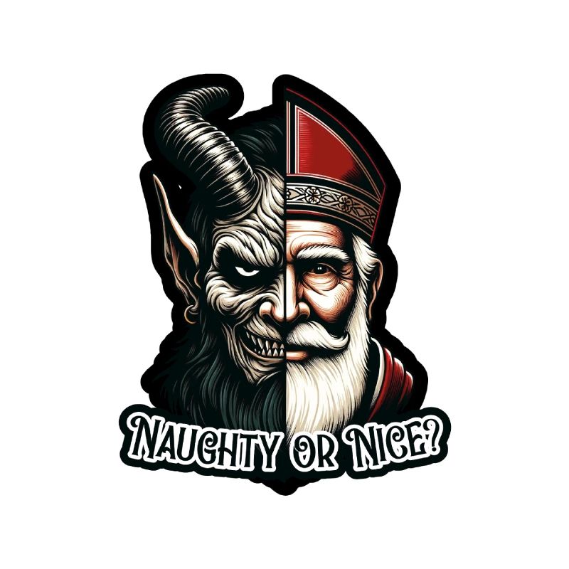 "Frecher oder netter Weihnachtsmann mit zwei Gesichtern VS Krampus