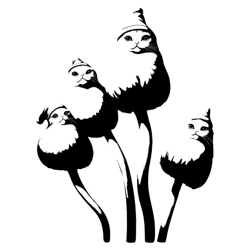Chats champignons avec chapeaux