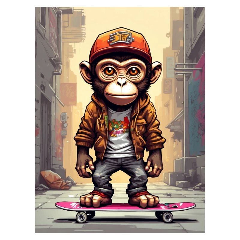 Comic Affe auf Skateboard