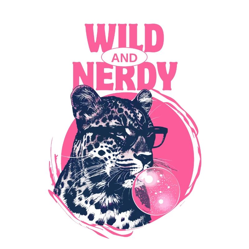 Leopard with sunglasses and pink bubblegum