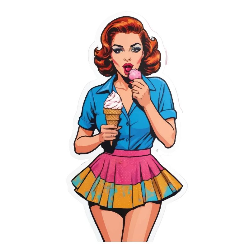 Retro Mädchen Eis essen