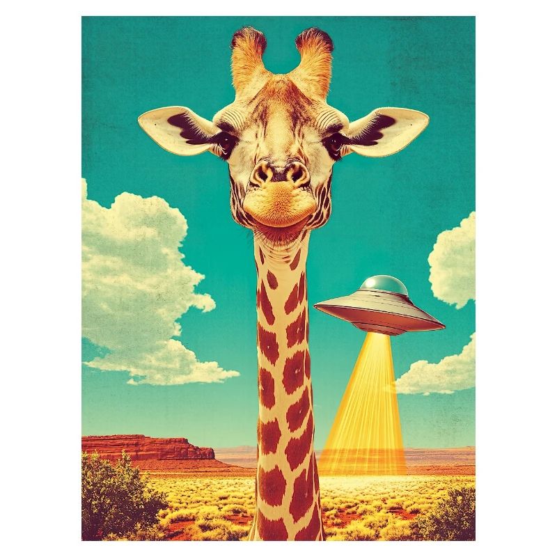 Retro Giraffe mit UFO