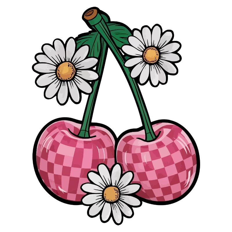 Charmante Kirsche und Gänseblümchen