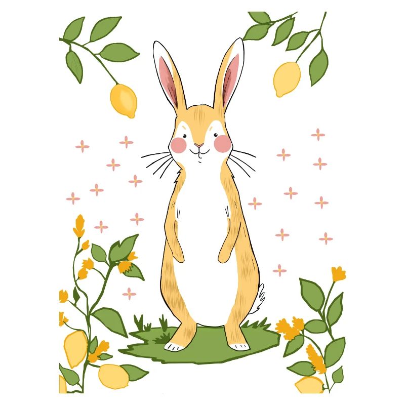 Mignon lapin de dessin animé avec des citrons
