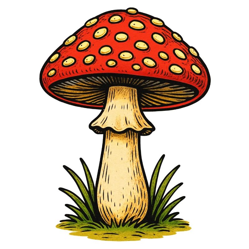 Champignon rouge rétro