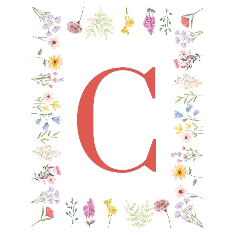 Initiales florales « C », monogramme de lettres