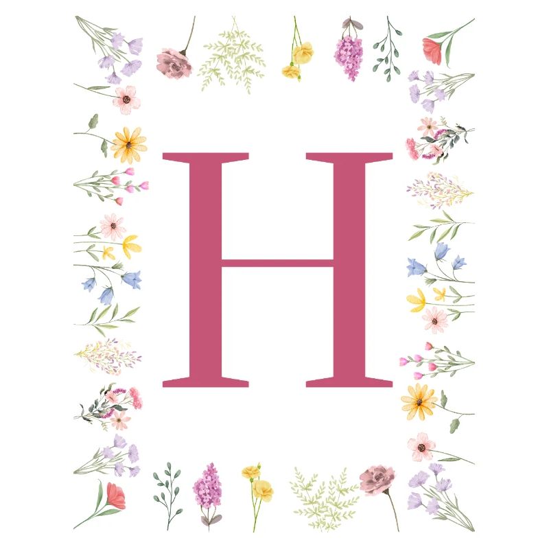 Initiales florales « H », monogramme de lettres