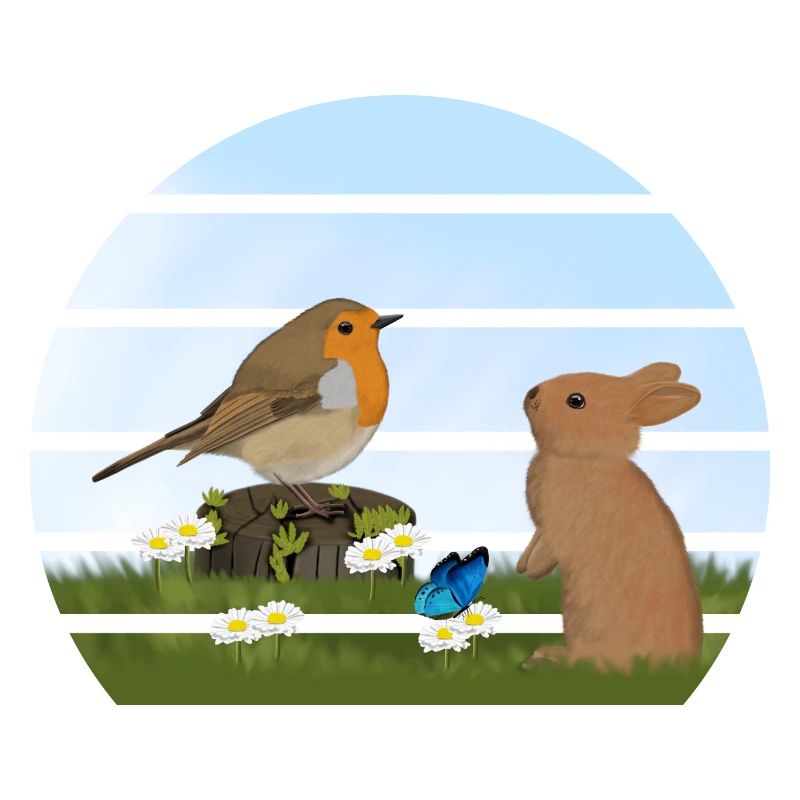 Robin Bird Rabbit Easter Spring