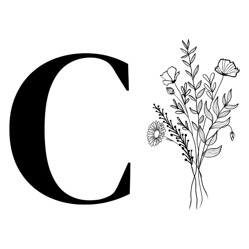 Lette c fleurs minimalistes