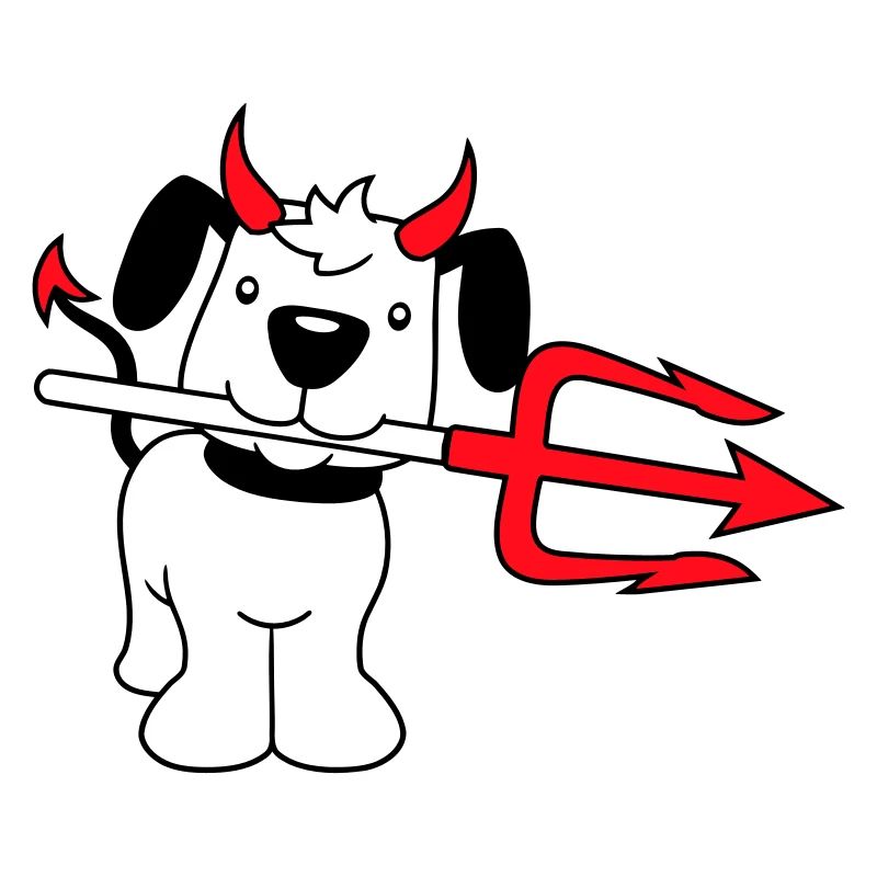 Dog Devil Satan Hell Evil Trident Horns Cool