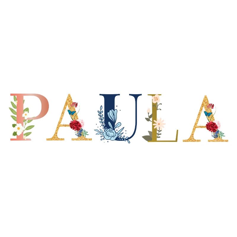Art du nom PAULA avec fleurs brodées