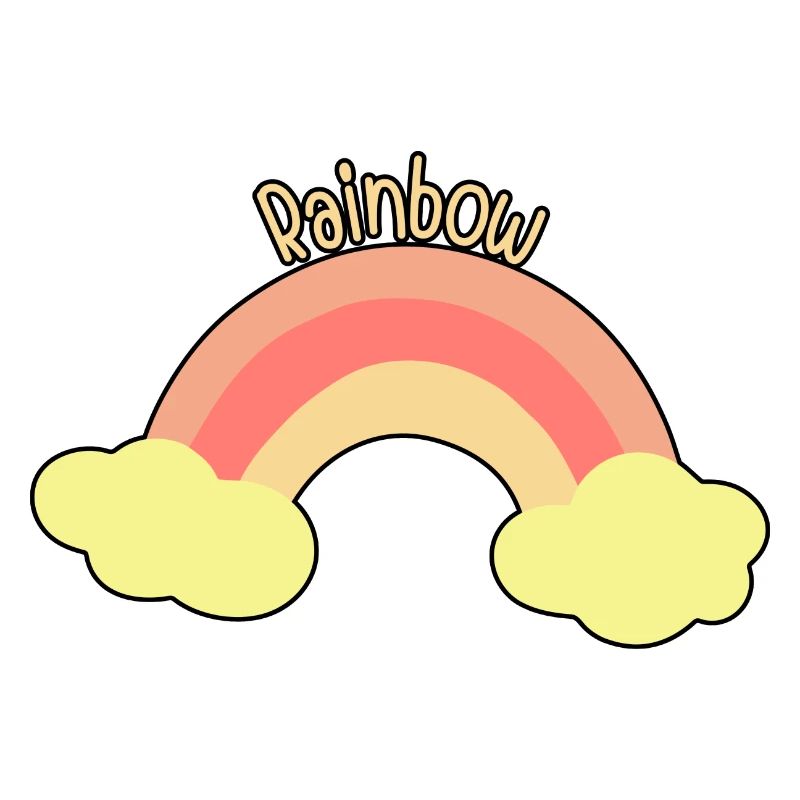 Pastel rainbow with clouds