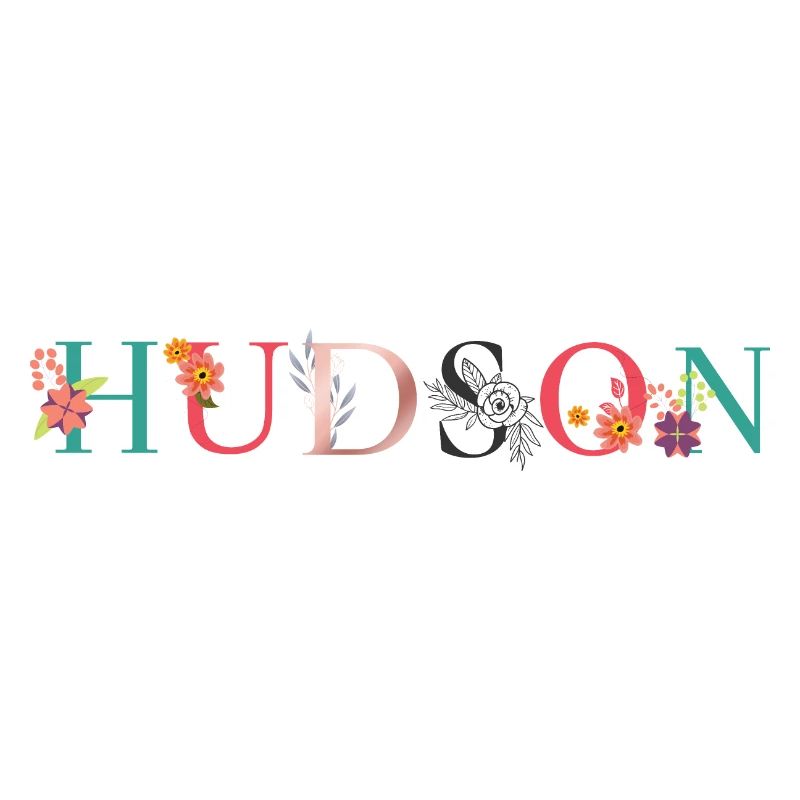Art du nom HUDSON avec fleurs brodées