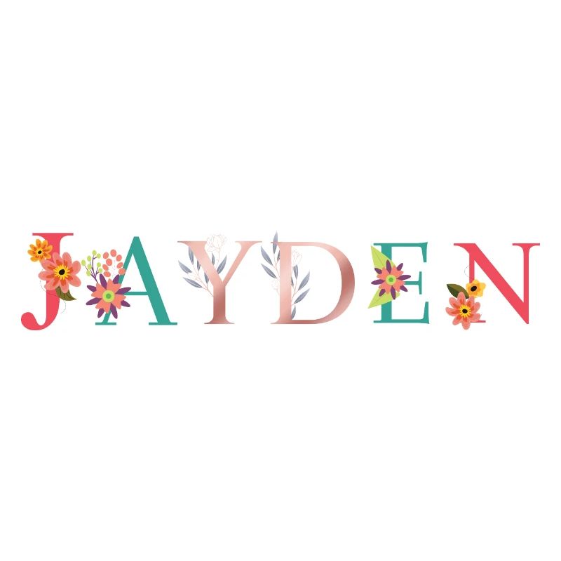 JAYDEN Prénom Art avec fleurs brodées
