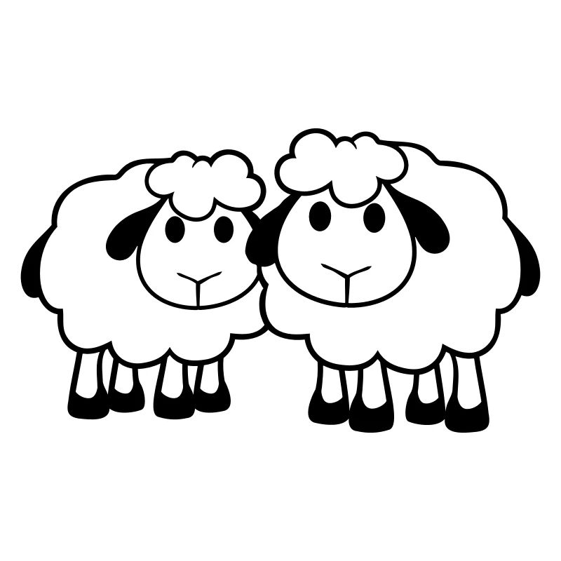 Deux Moutons Amis Équipe Équipage Mignon Petit Bébé Cher