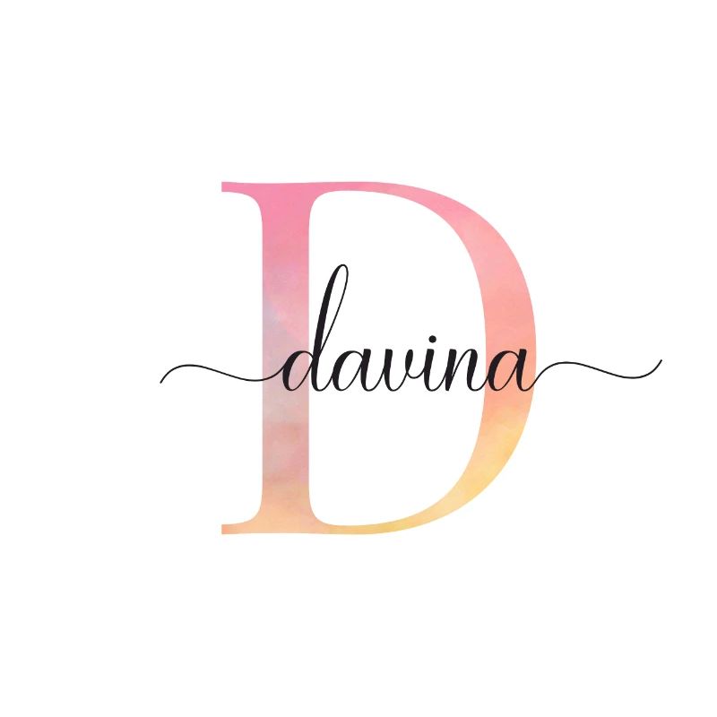 D| Monogramme | Nom | Davina |Aquarelle