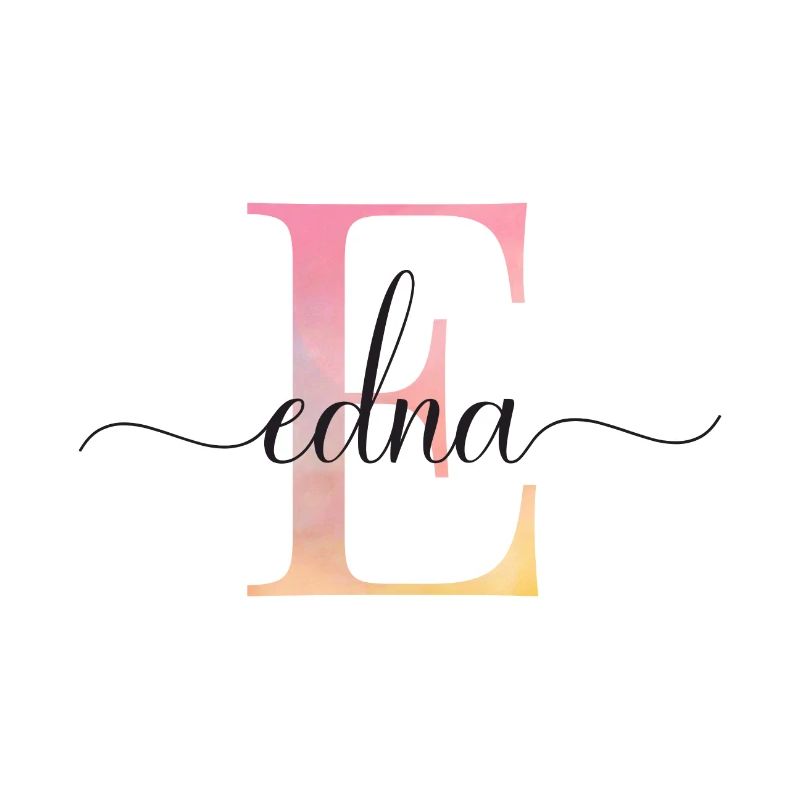 E| Monogram | Name | Edna |Watercolor