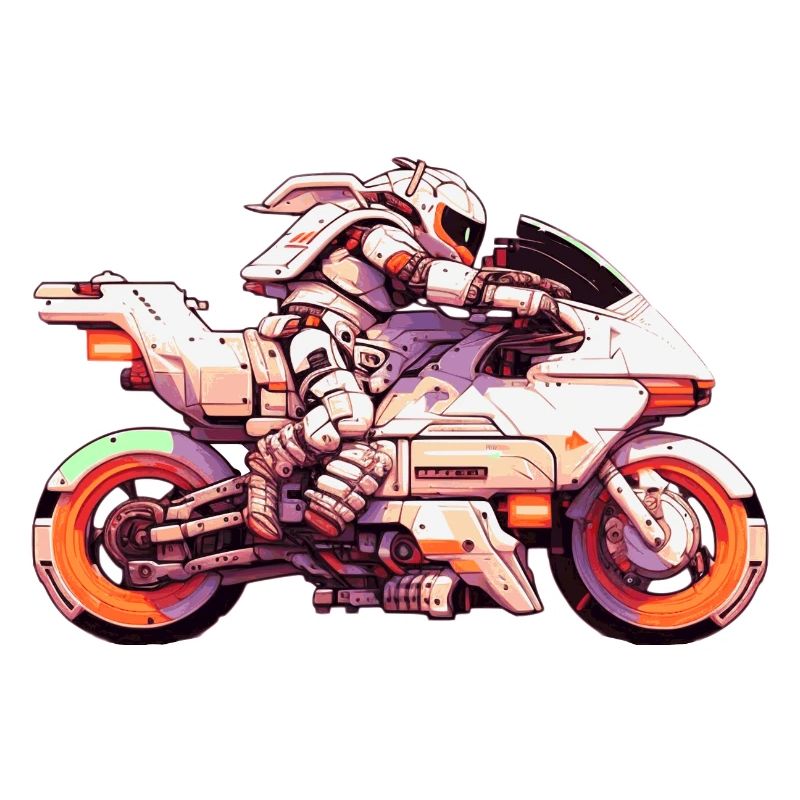 Motorcycle racing machine in the future with driver