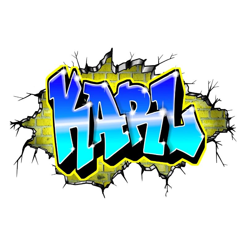 Graffiti KARL Wall Crack Brick Yellow