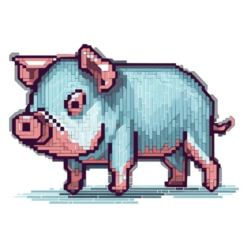 Funny pet pig designed in 8 bit pixels