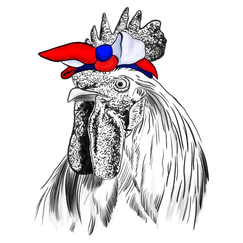 Coq avec bandage du drapeau français