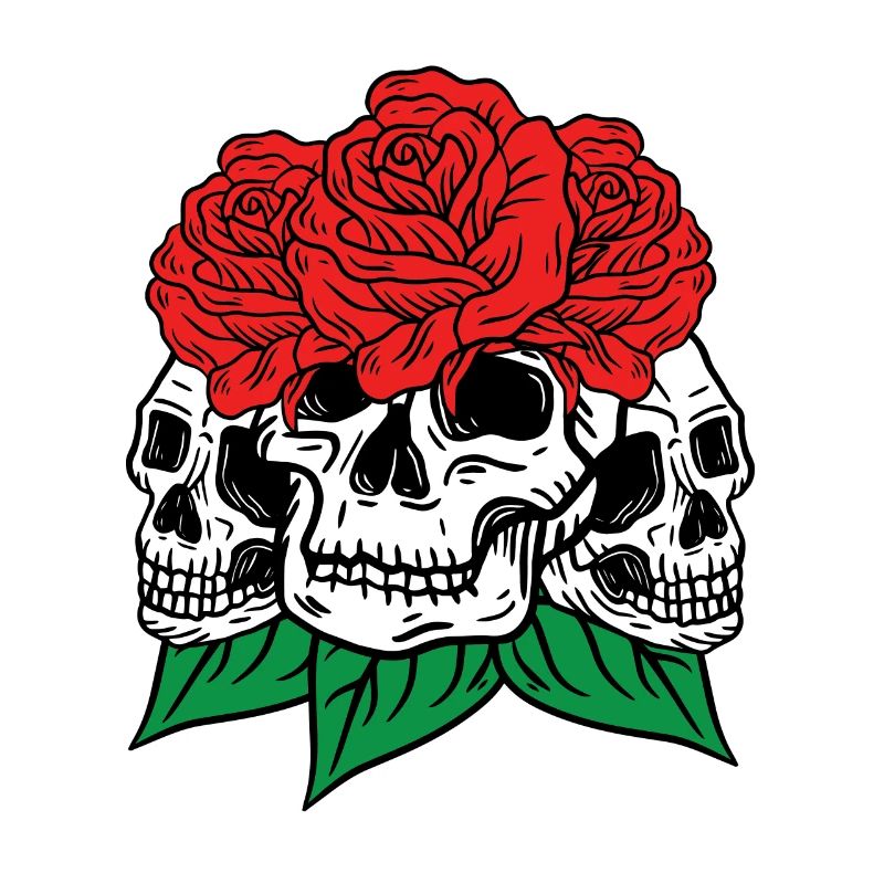 Totenköpfe und Rosen Gothic Knochen Skelett Tod