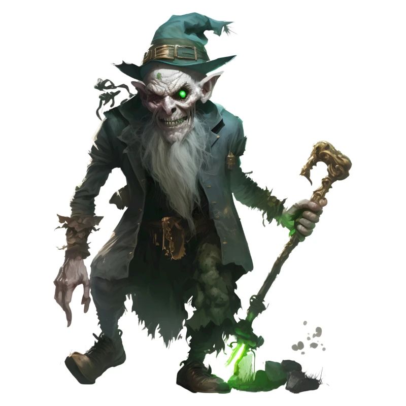 Zombie Zauberer Kobold mit Stab