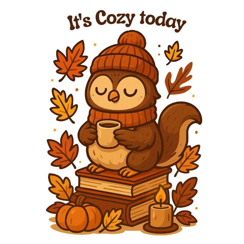 Gemütliche Herbst-Eule mit Tee Mütze 