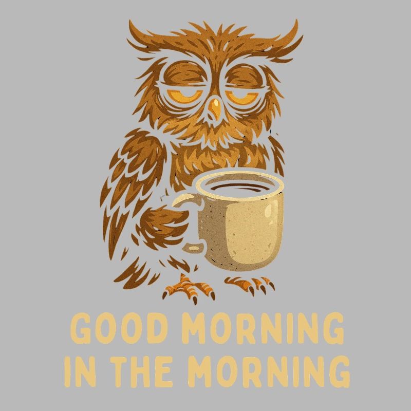 Schlafmütze Eule mit Kaffee