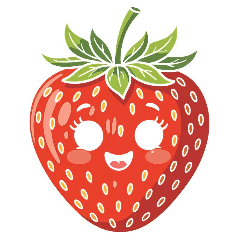 Fraise avec visage Fruit Drôle Mignon Mignon