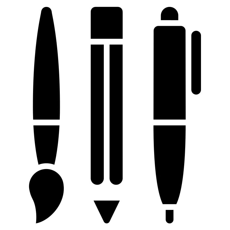 Pinsel, Bleistift und Stift - Kunst Symbol