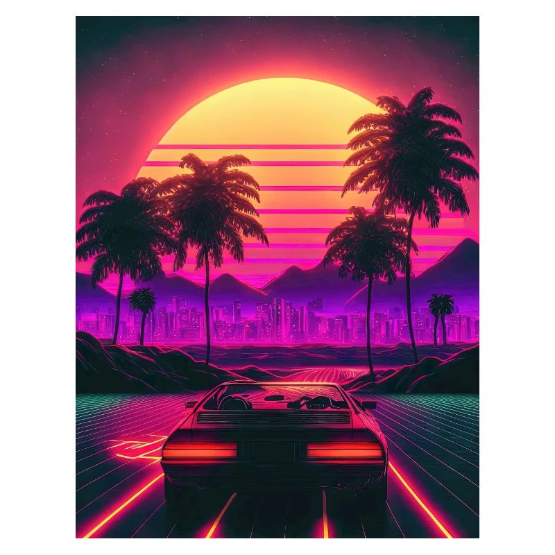 Retro Ride: Auf den Synthwave-Wellen der Sonne