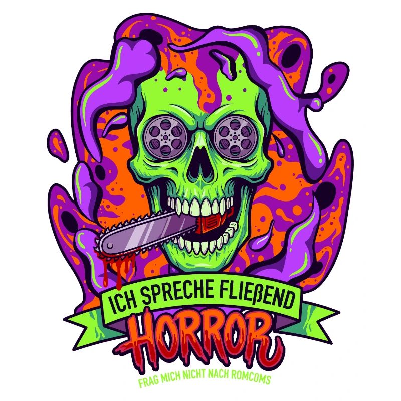Neon Skull Horror with Tentacles