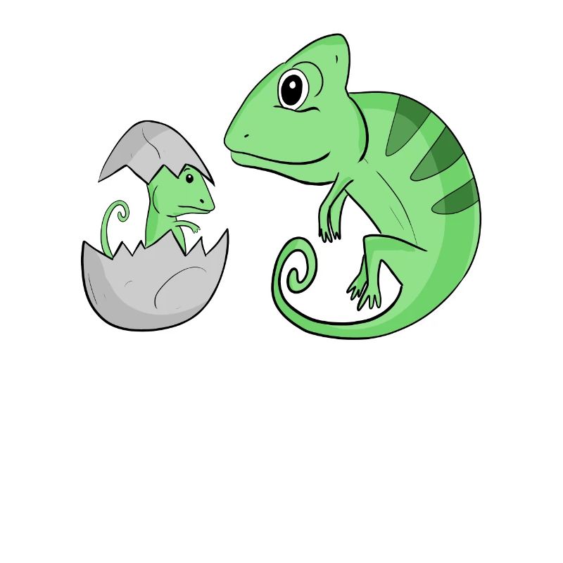Caméléon avec bébé caméléon