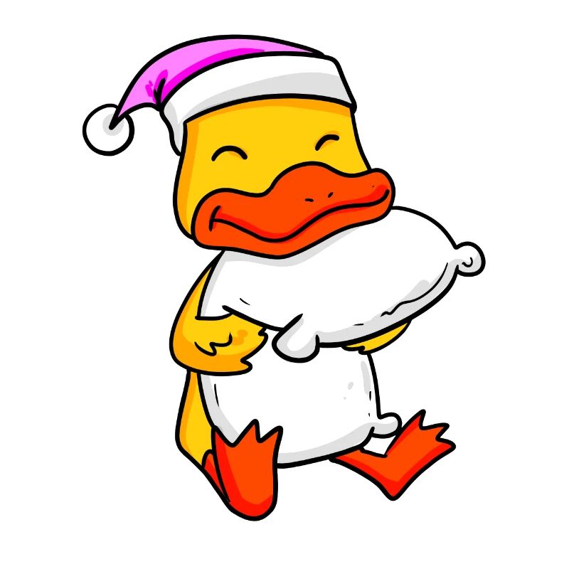 Canard avec oreiller et bonnet de couchage