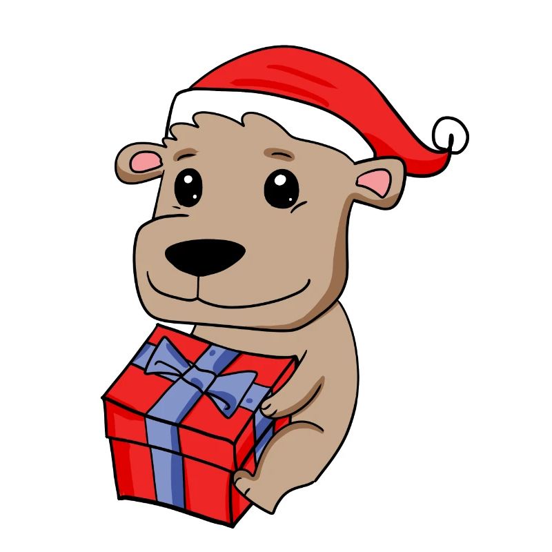 Bébé ours de Noël avec cadeau
