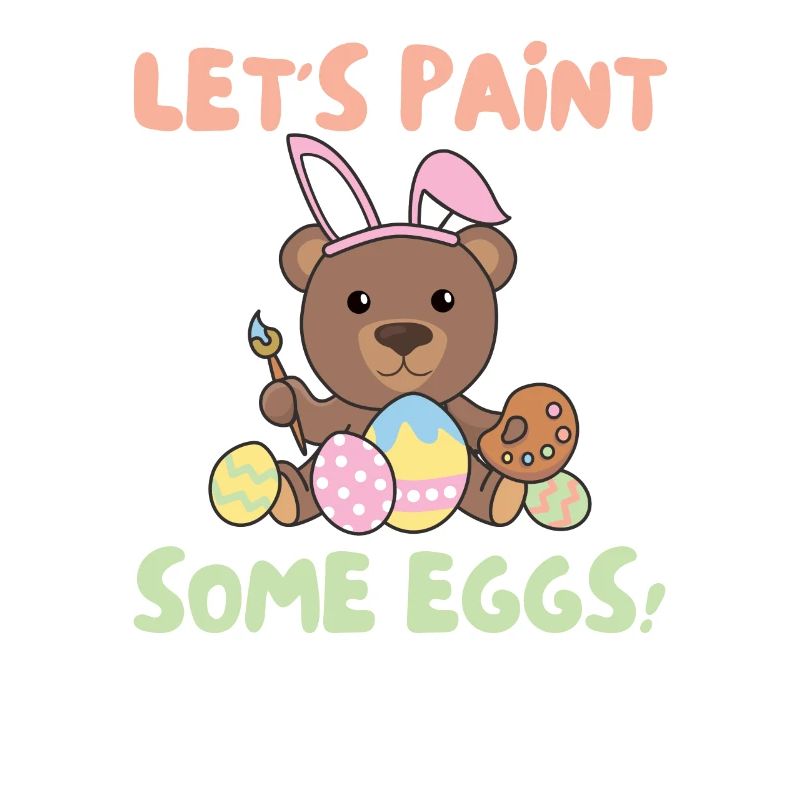cute bears at Easter with Easter eggs bear