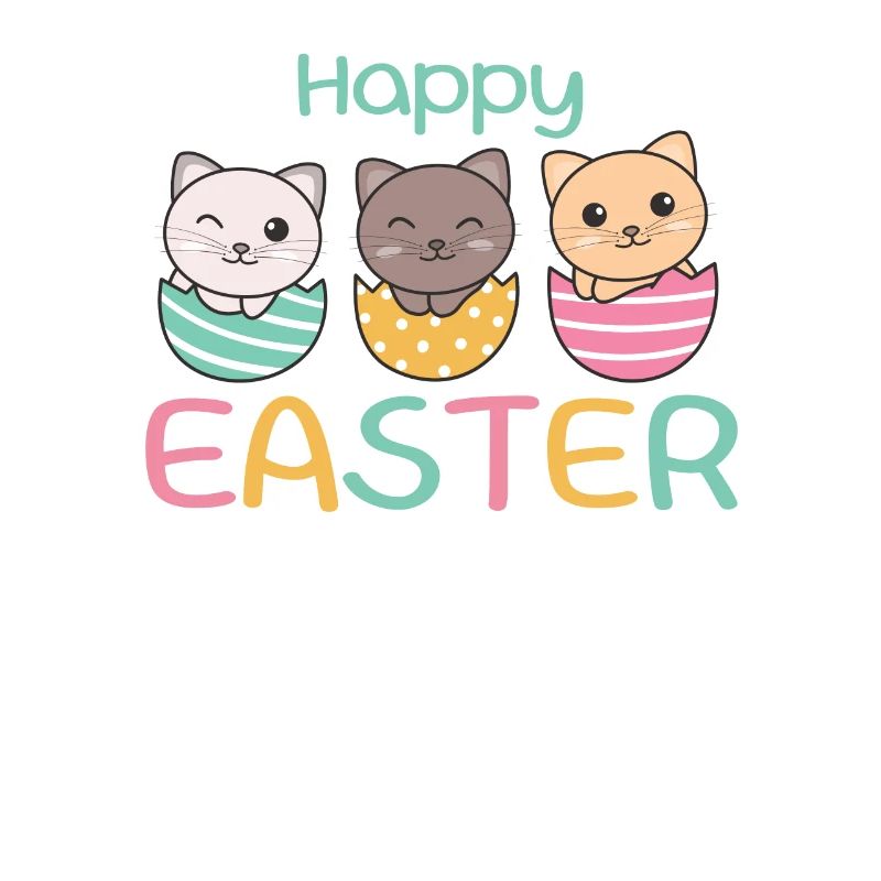 cute cats at Easter with Easter eggs cat