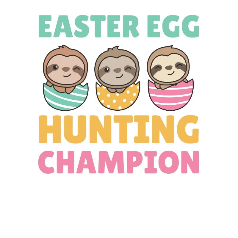cute sloths at Easter with Easter eggs sloth