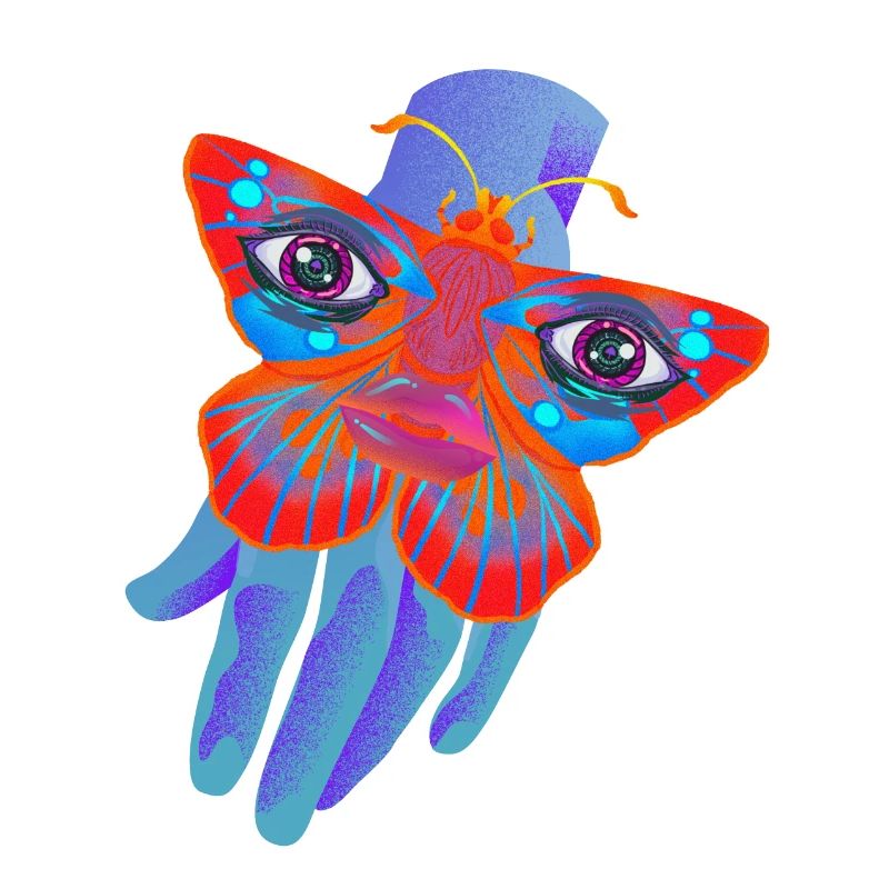 Psychedelic Moth -colorful trippy design