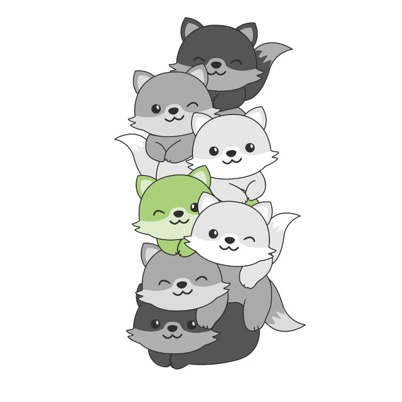 Agender Flag Pride LGBTQ Cute Fox Stack
