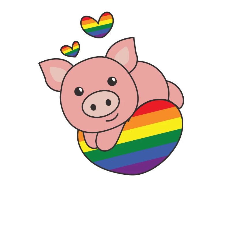 Rainbow Flag Pride LGBTQ Mignon Cochon Amour