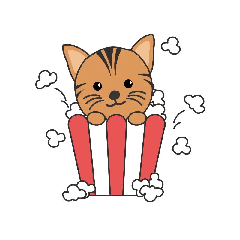Chat Popcorn Time Drôles D’animaux Dans La Restauration Rapide