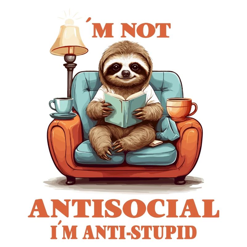 Clever sloth with book