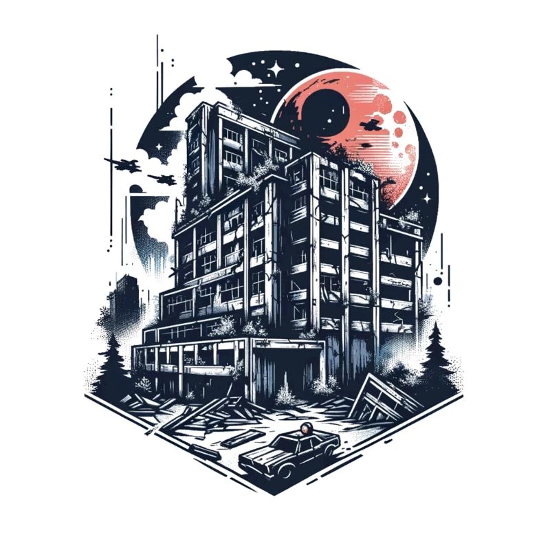 Urbex bâtiment abandonné dans un style vector